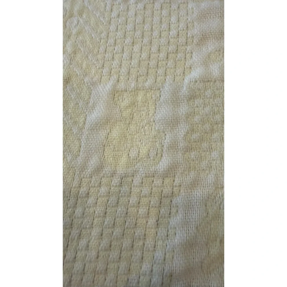 Vintage Baby Blanket 100% Acrylic Textured Fringed Ducks Bears Hearts Yellow